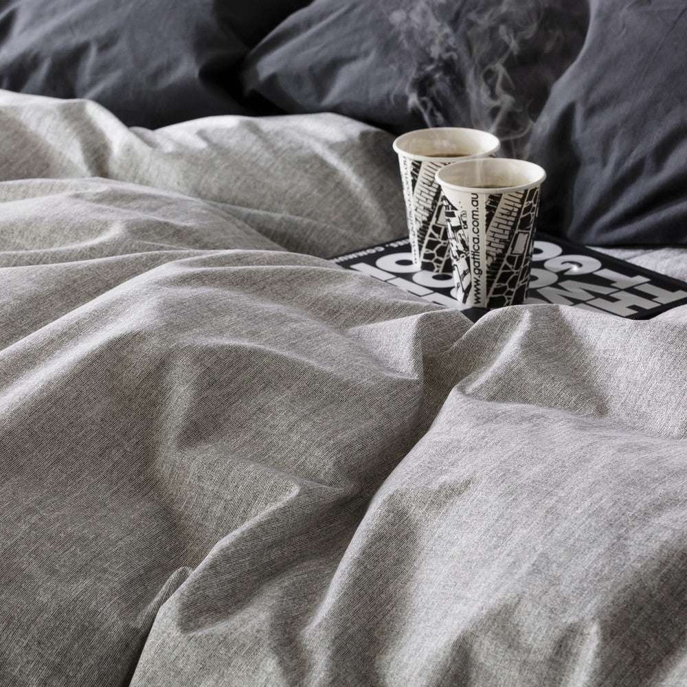 In2linen Boston Chambray 100% Organic Cotton Quilt Cover Set | Charcoal
