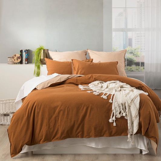 Vintage Washed Reversible Quilt Cover Wood