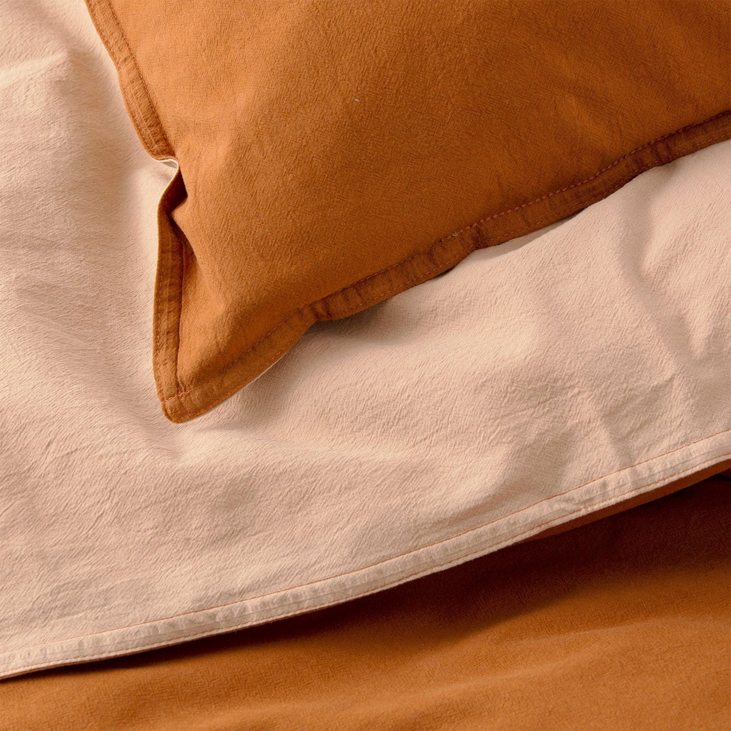 Vintage Washed Reversible Quilt Cover Wood