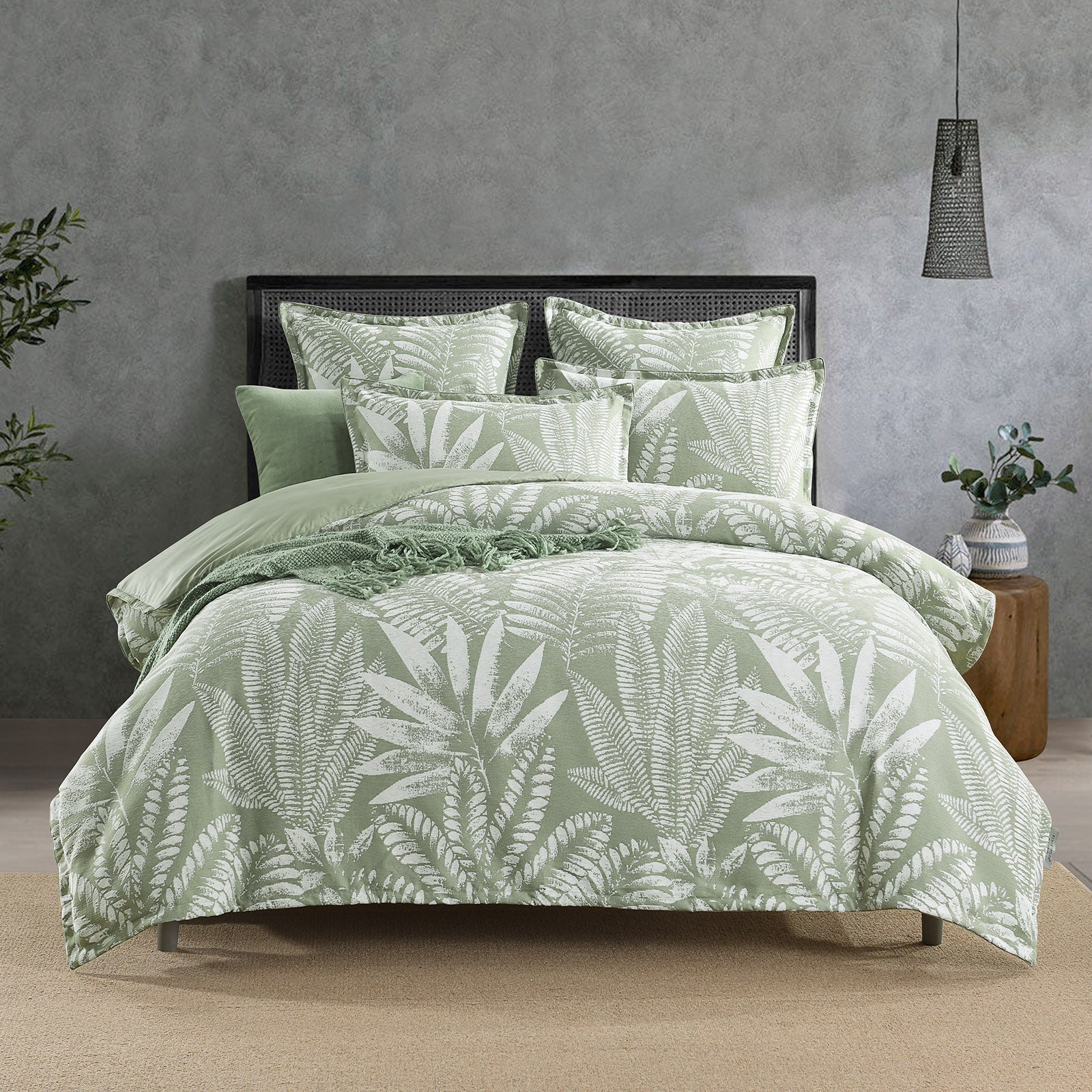 Lansfield Quilt Cover Set Jacquard Sage-0