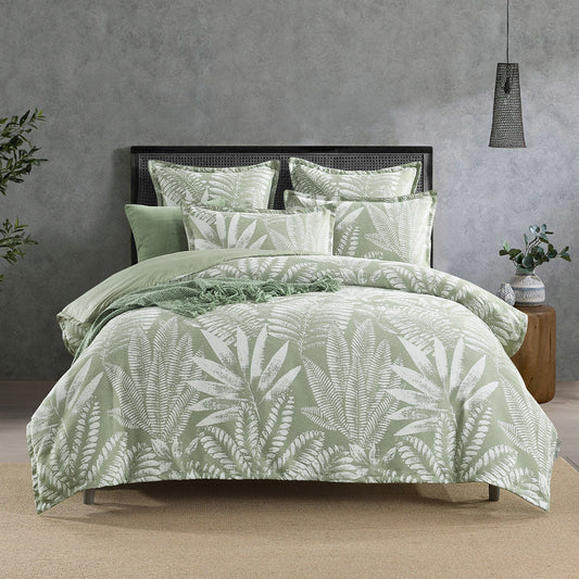 Lansfield Quilt Cover Set Jacquard Sage-0