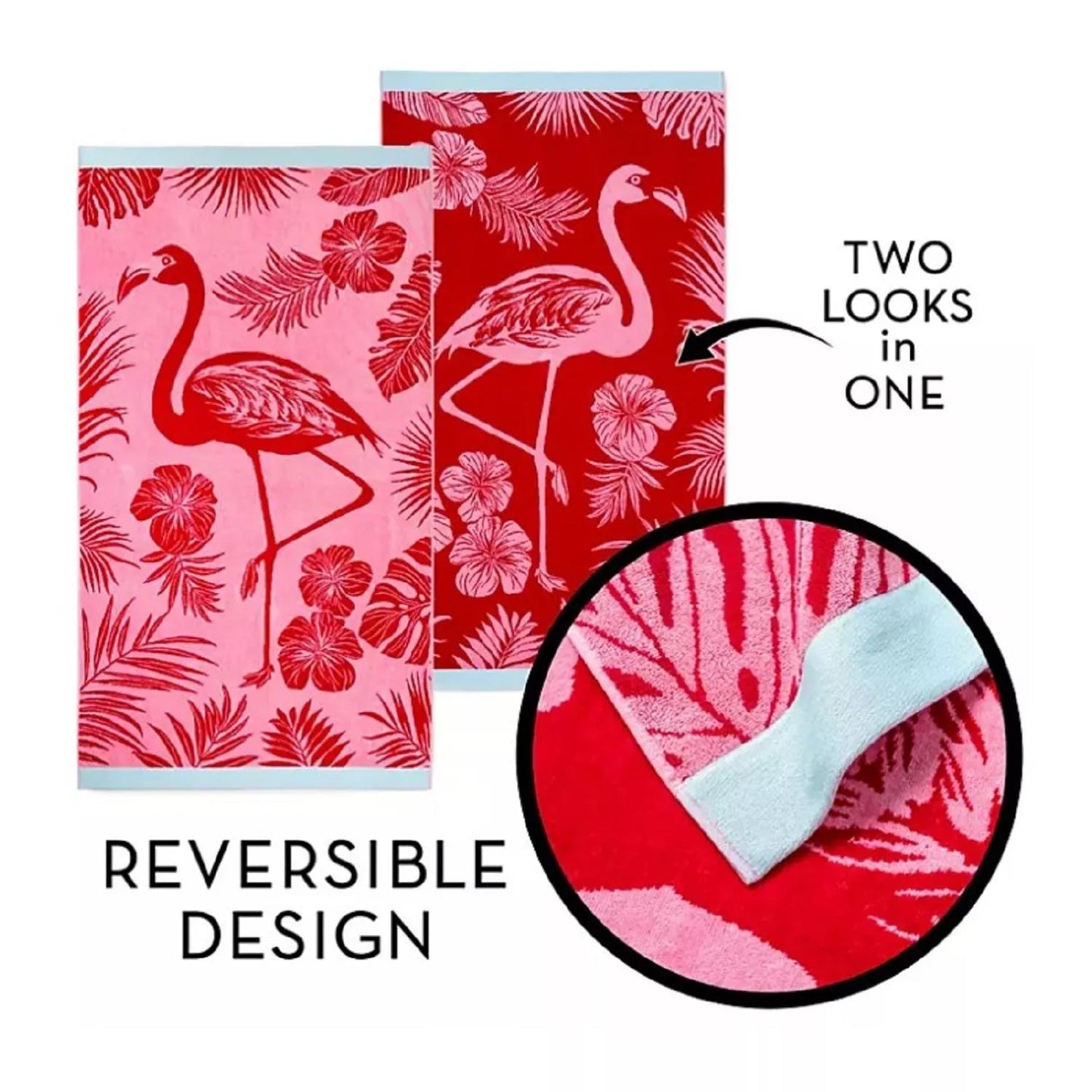 Pink Flamingo Velour Beach Towel X-LARGE 2 PACK