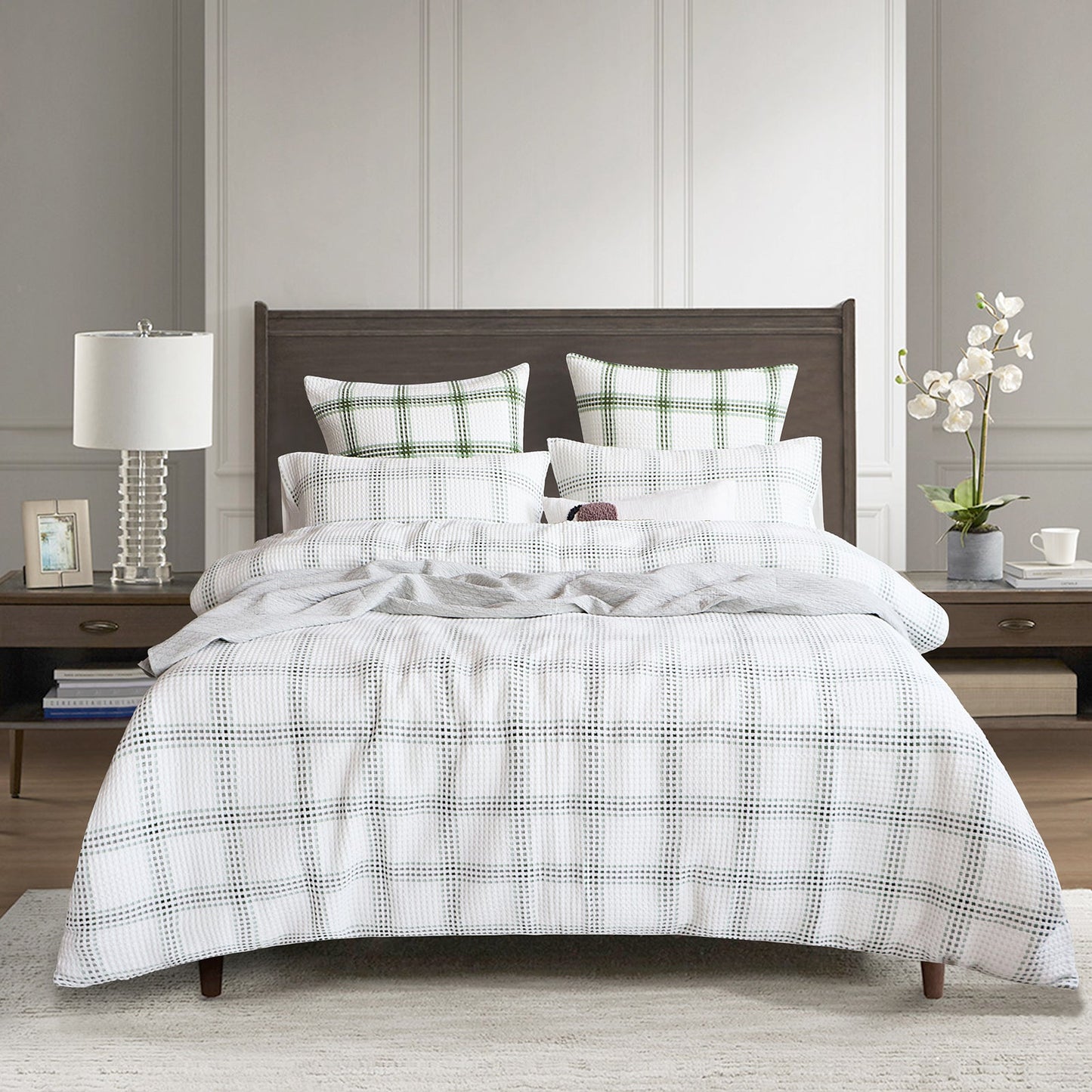 Elliot Waffle Quilt Cover Set Sage-0