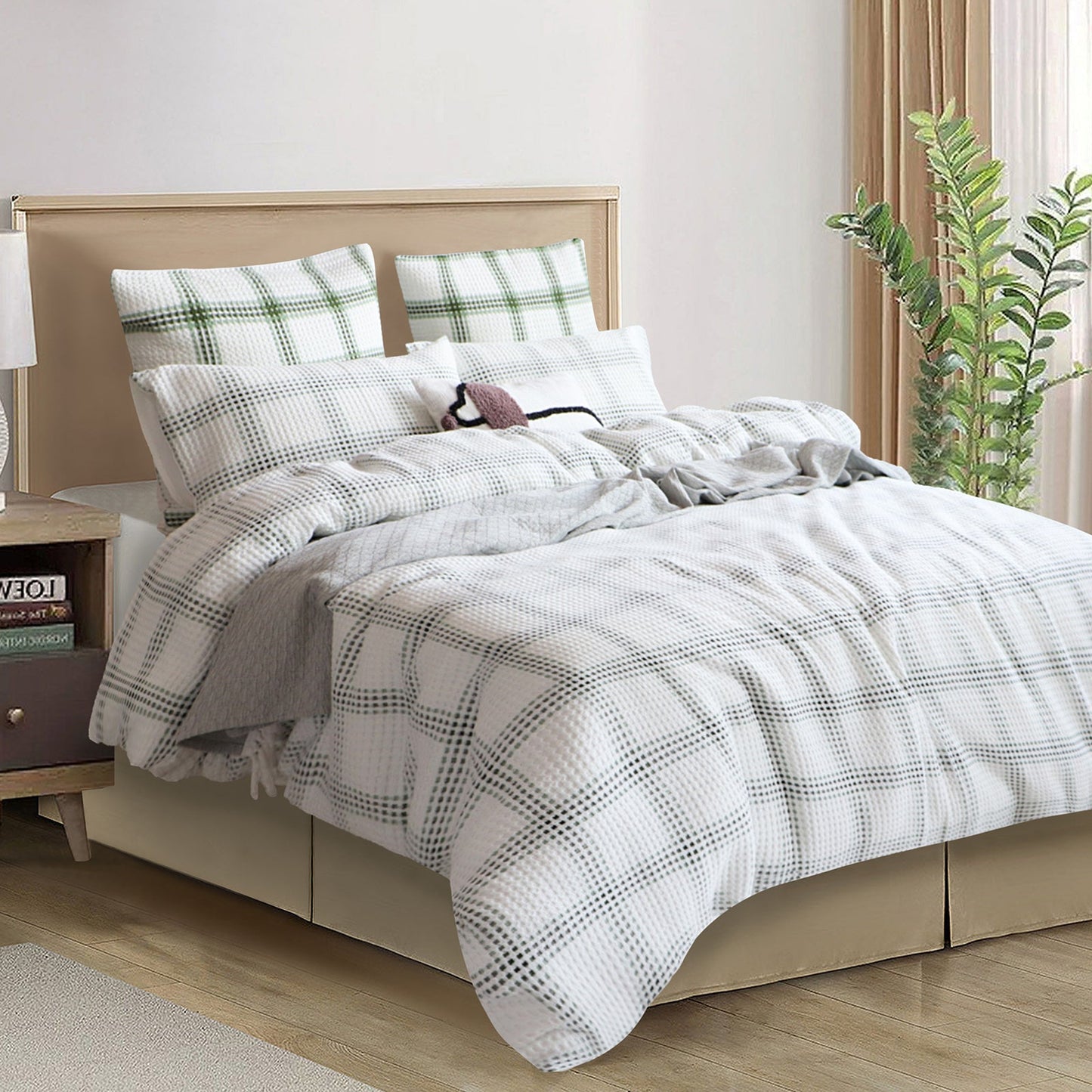 Elliot Waffle Quilt Cover Set Sage-1