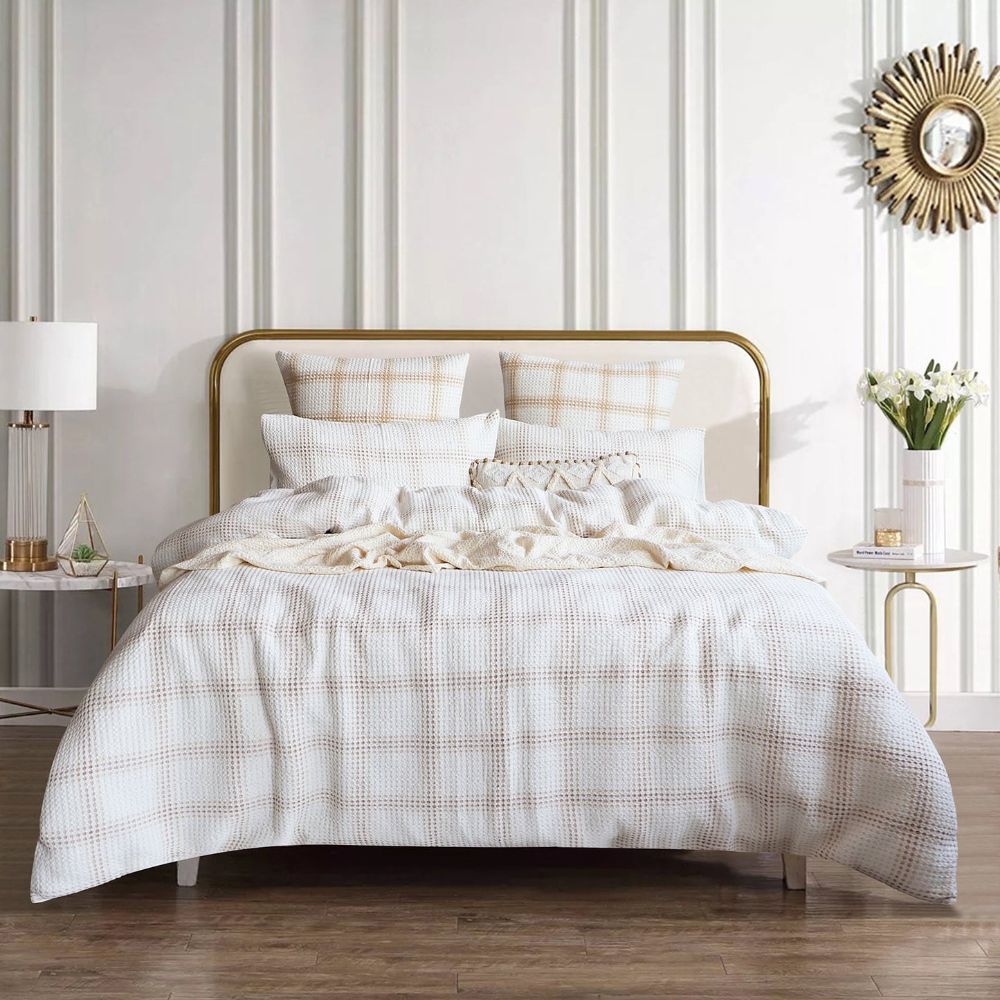 Cohen Waffle Quilt Cover Set Nude-0