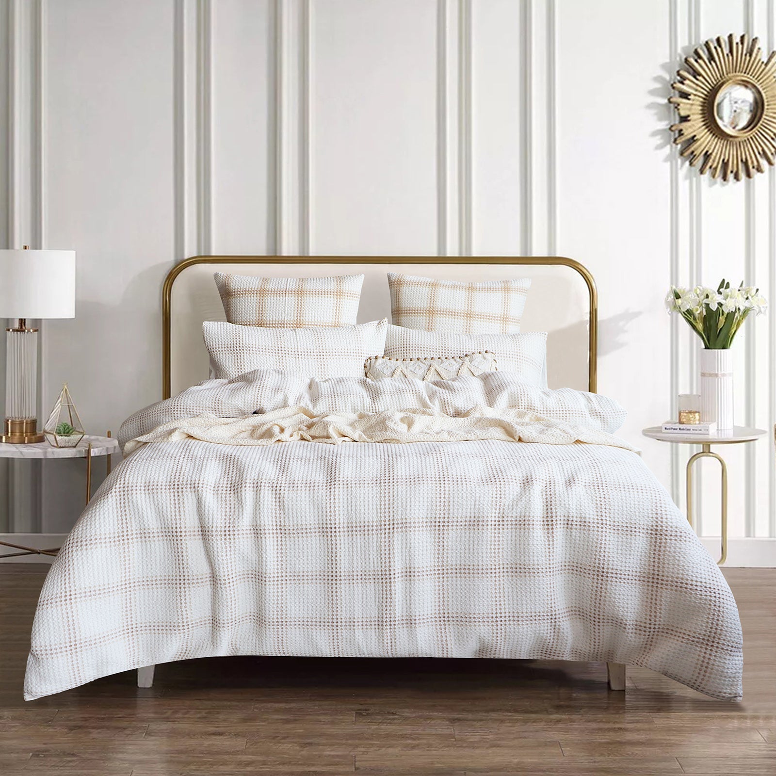 Cohen Waffle Quilt Cover Set Nude-0