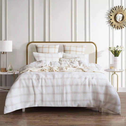 Cohen Waffle Quilt Cover Set Nude-0