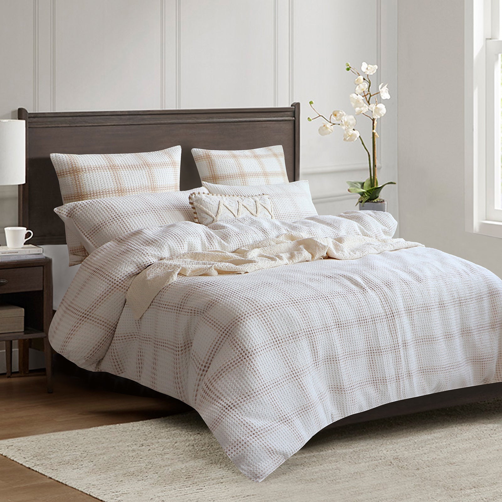 Cohen Waffle Quilt Cover Set Nude-1