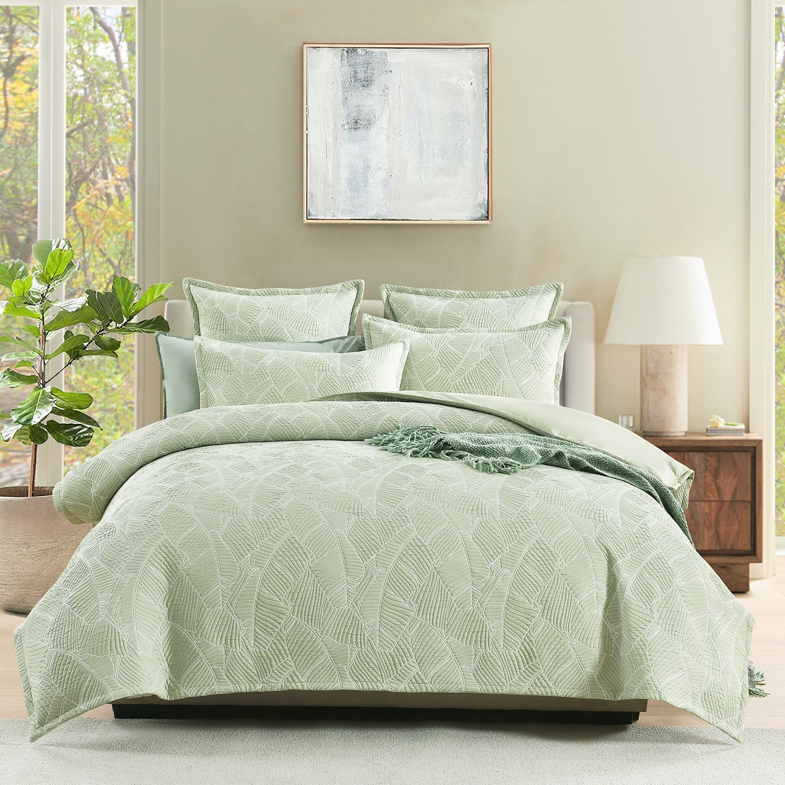 Jacquard Quilt Cover Set Woods Sage-0