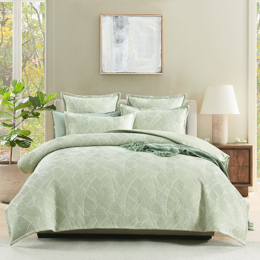 Jacquard Quilt Cover Set Woods Sage-0