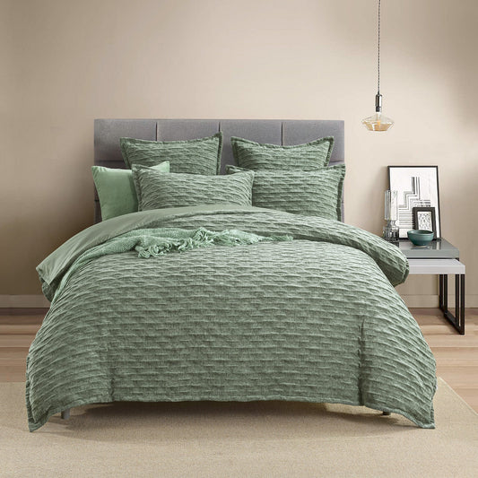 Harper Quilt Cover Set Jacquard Juniper-0