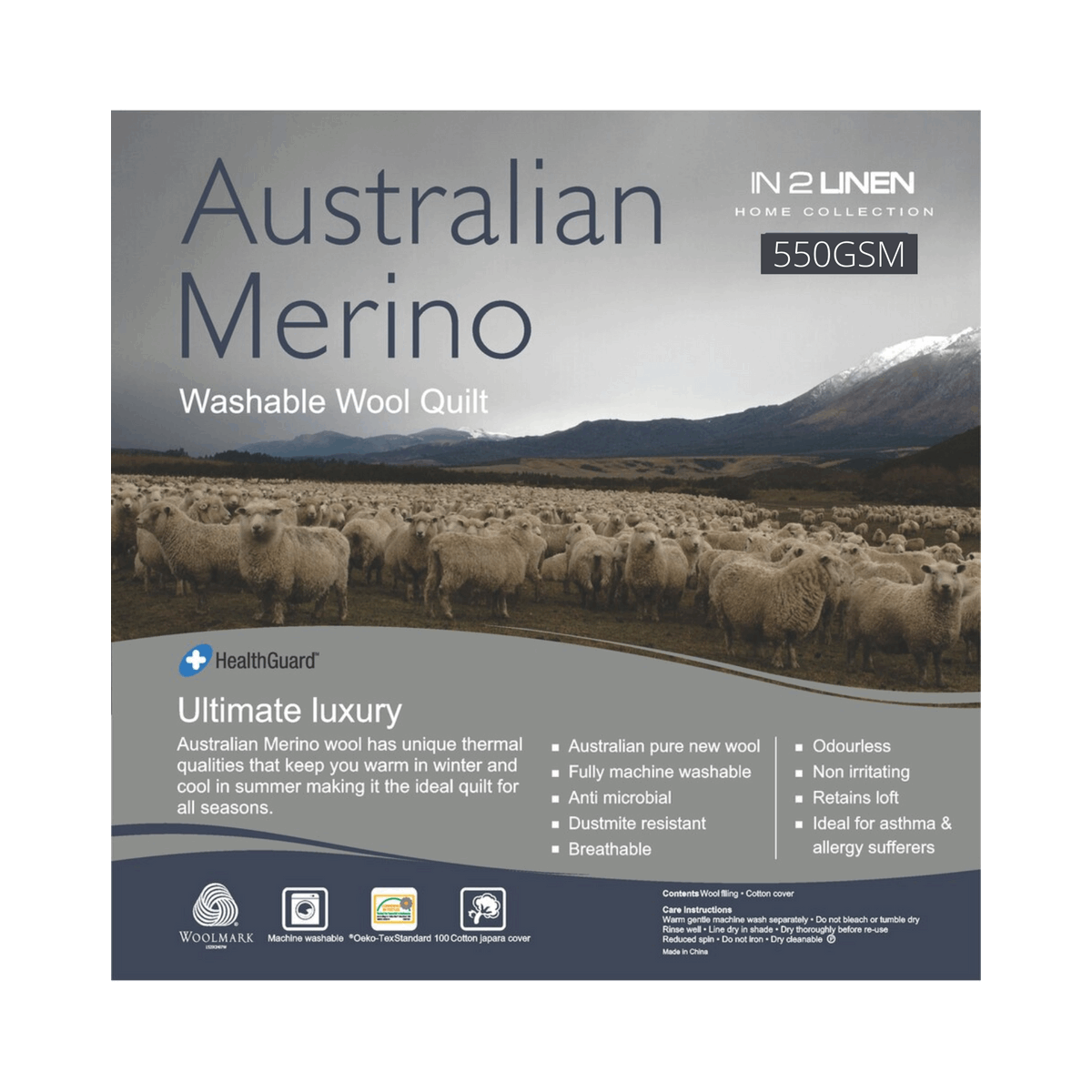 In2Linen Australian Merino Wool Quilt 550GSM | Extra warm