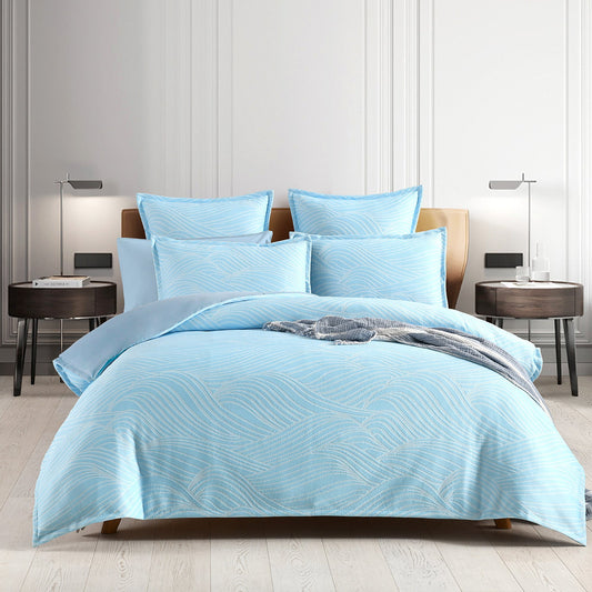 Oscillate Jacquard Quilt cover set Sky-0
