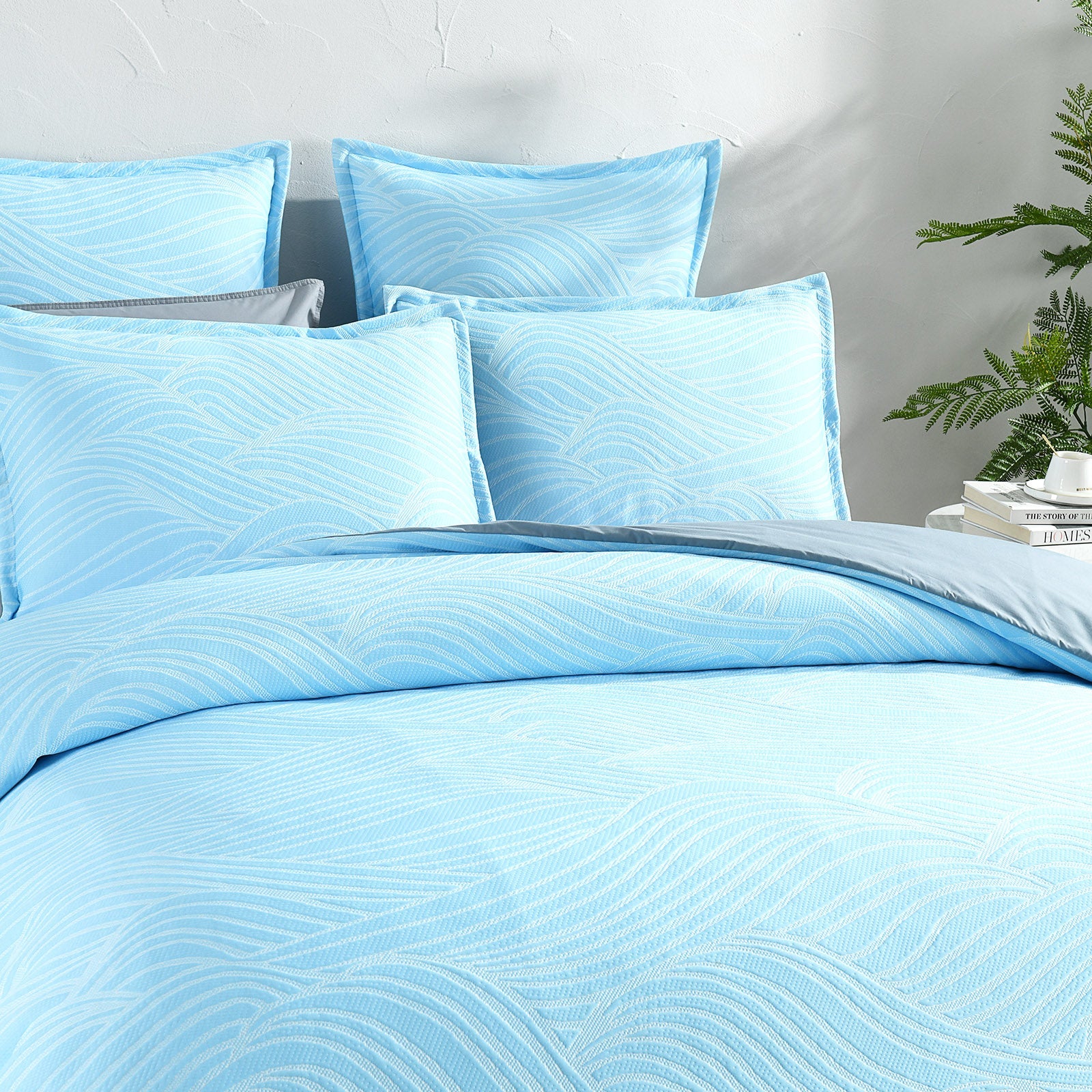Oscillate Jacquard Quilt cover set Sky-1