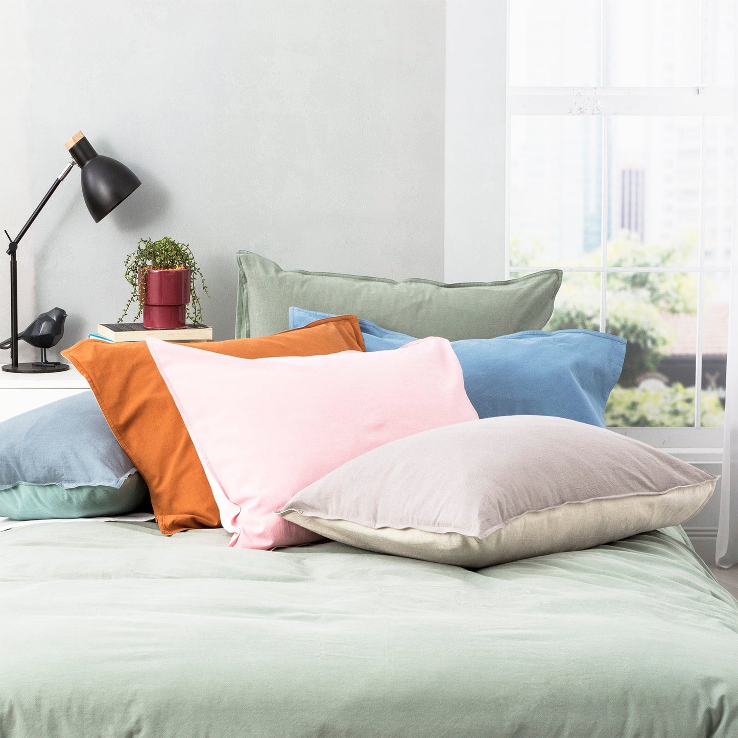 Vintage Washed Reversible Quilt Cover Wood