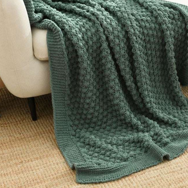 Ruya Knitted Chenille Throw | Green