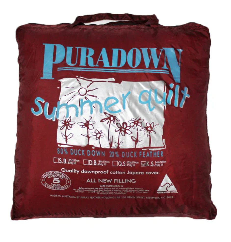 Puradown Duck Down Quilt 80/20 | Summer Quilt