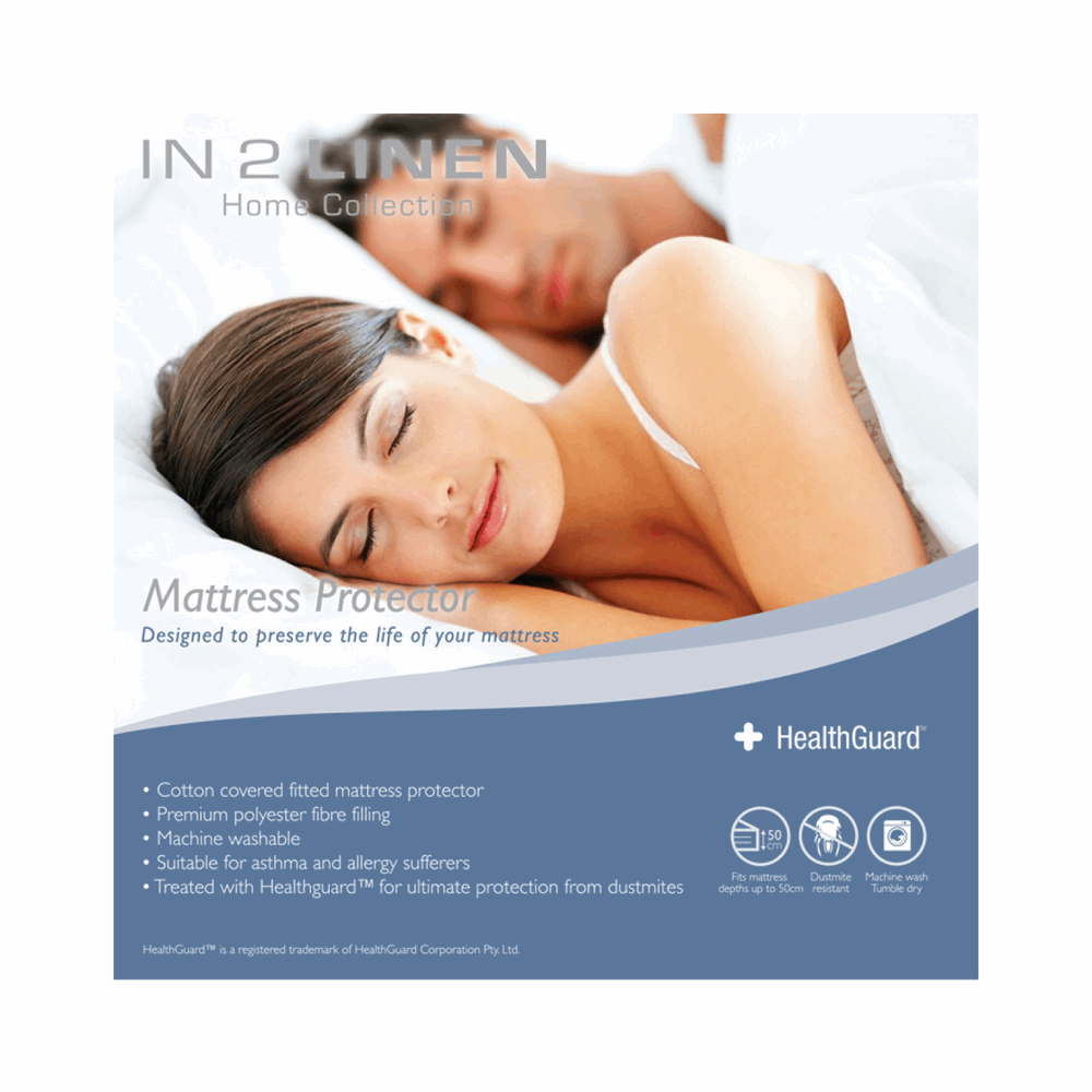 In2Linen Mattress Protector Poly Fill/ Cotton Cover Fully Fitted Quilted