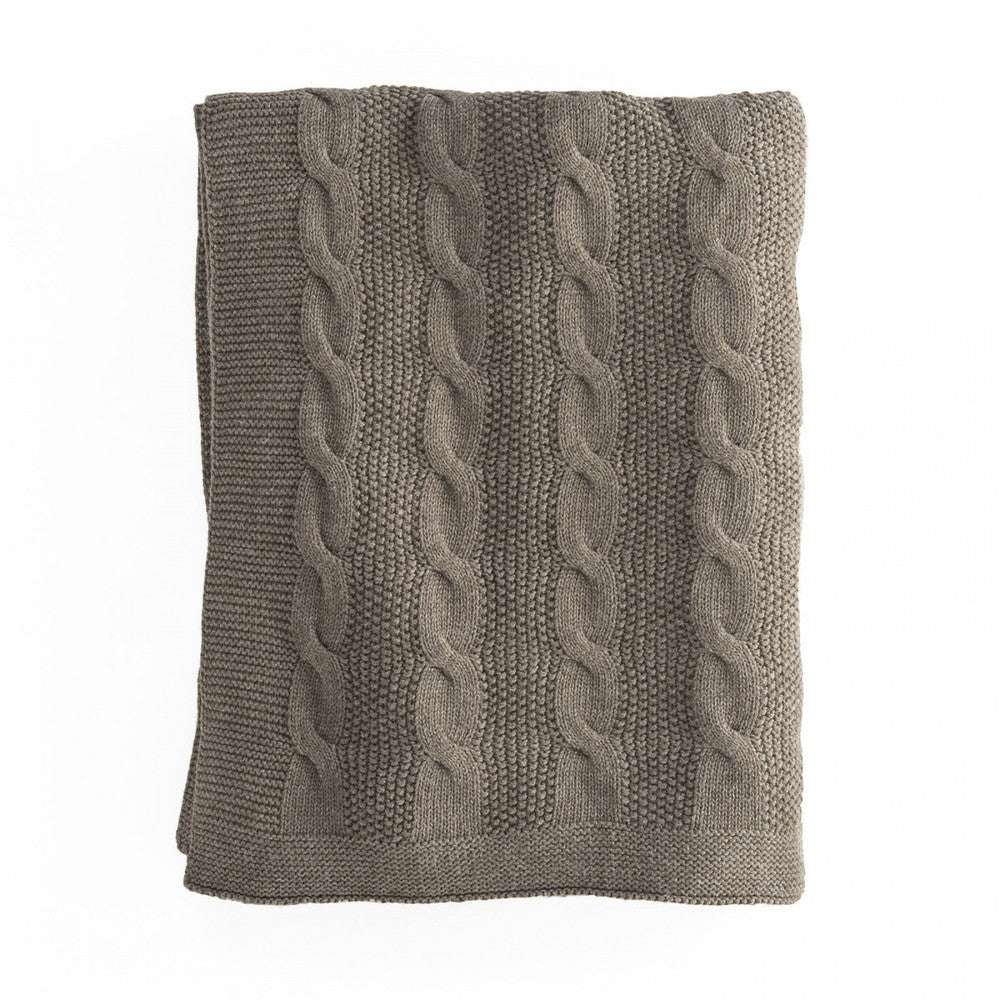 In2Linen Orlando 100% Cotton Cable Knit Throw | Brown/Mocha