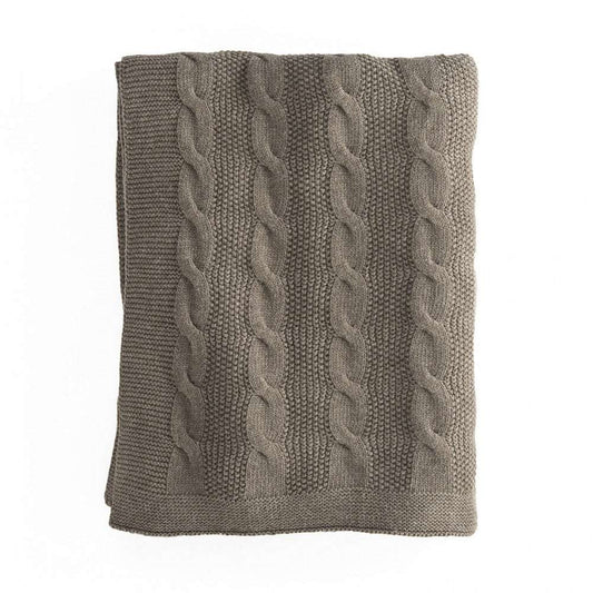 In2Linen Orlando 100% Cotton Cable Knit Throw | Brown/Mocha
