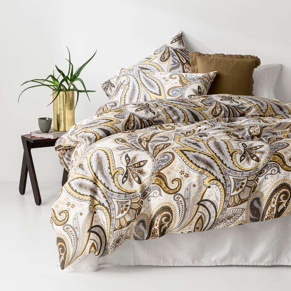 In2linen Paisley 100% Cotton 300 thread Quilt Cover Set | Rust