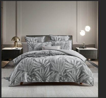 Raven Jacquard Quilt cover set Charcoal-0