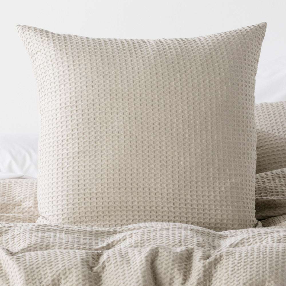 In2Linen Chunky Waffle Pure Cotton Quilt Cover Set I Stone/Linen