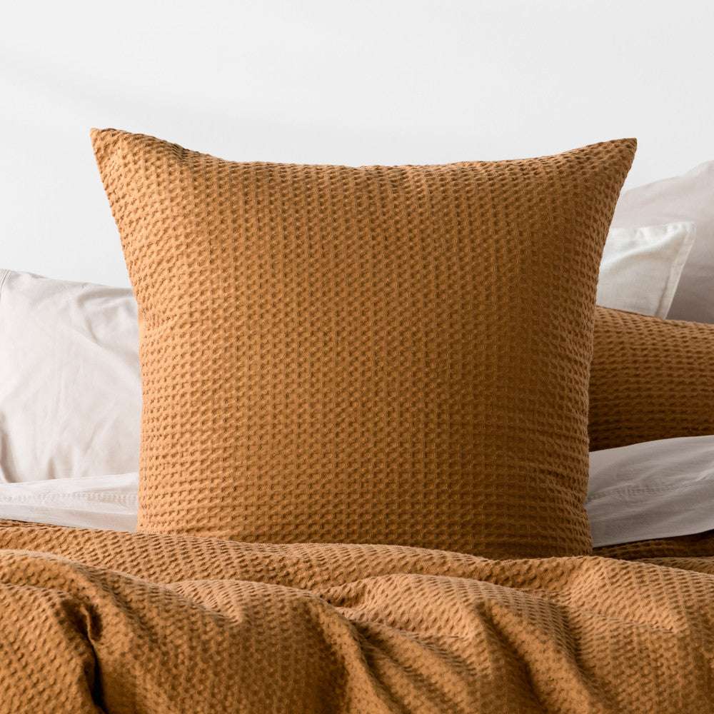 In2Linen Chunky Waffle Pure Cotton Quilt Cover Set I Copper
