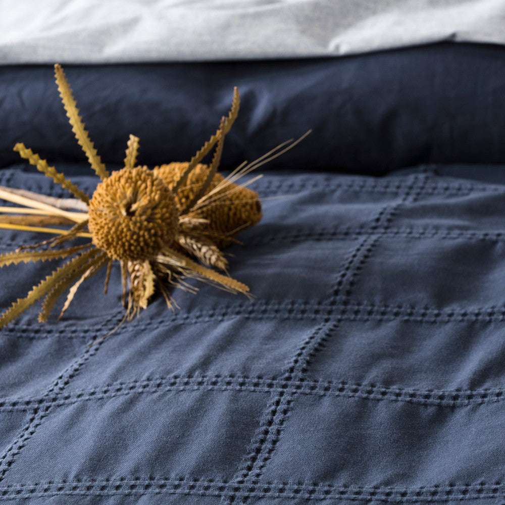 Harper Home Grace Quilt Cover set | Navy