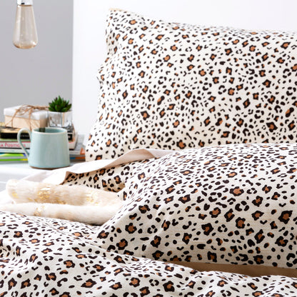 Flannelette Quilt Cover set- Snow Leopard