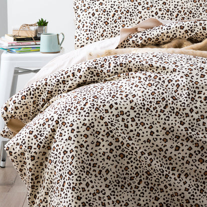 Flannelette Quilt Cover set- Snow Leopard