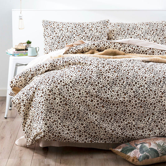 Flannelette Quilt Cover set- Snow Leopard