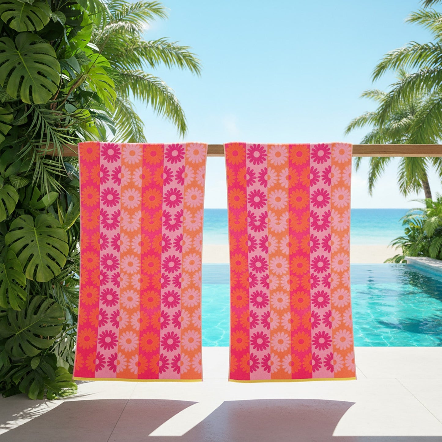 Sunflower Velour X-Large Beach Towel 2 Pack