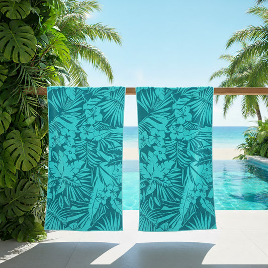 Tropical Leaf Velour X-Large Beach Towel 2 Pack