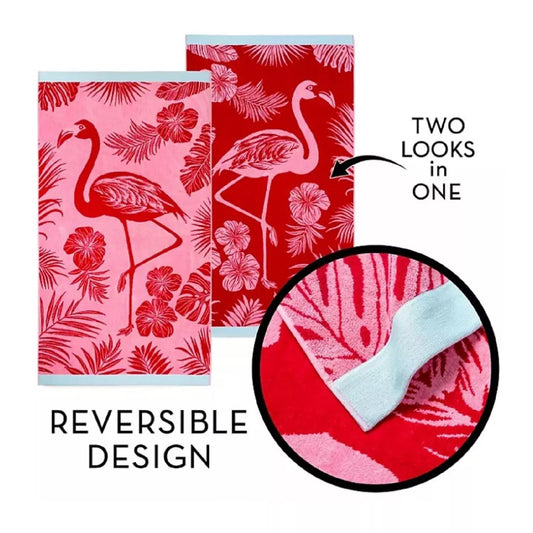 Pink Flamingo Velour Beach Towel X-LARGE 2 PACK