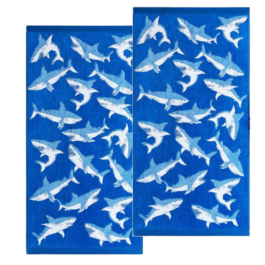 Shark Velour Kids Beach Towel 2 PACK