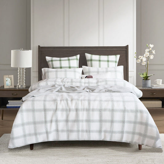Elliot Waffle Quilt Cover Set Sage-0