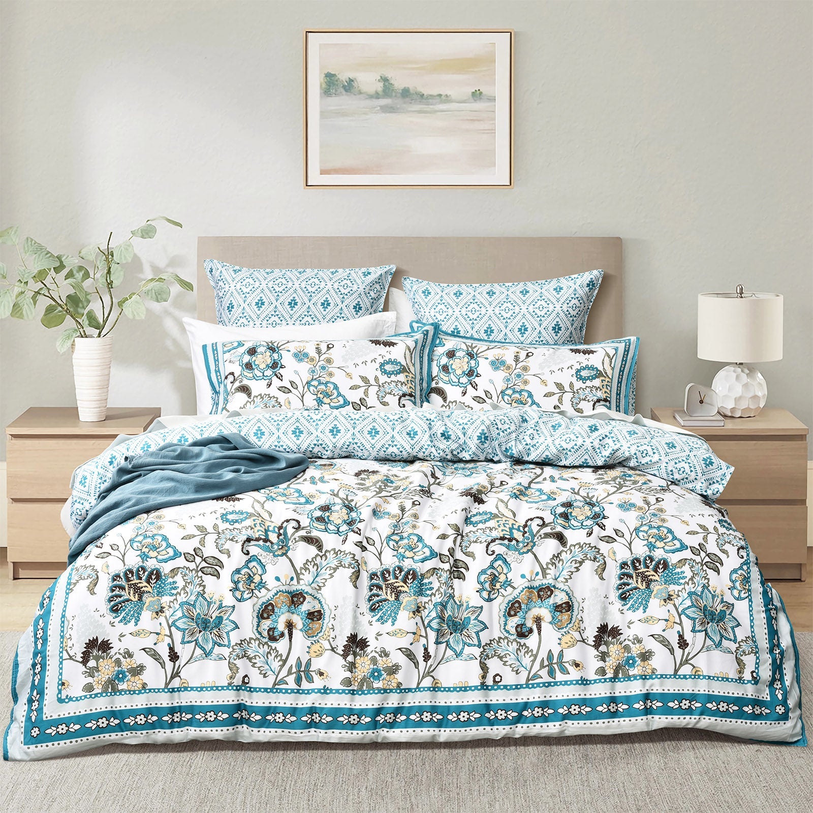 Anaya Quilt Cover Set 300 Thread Count Cotton Reversible-0