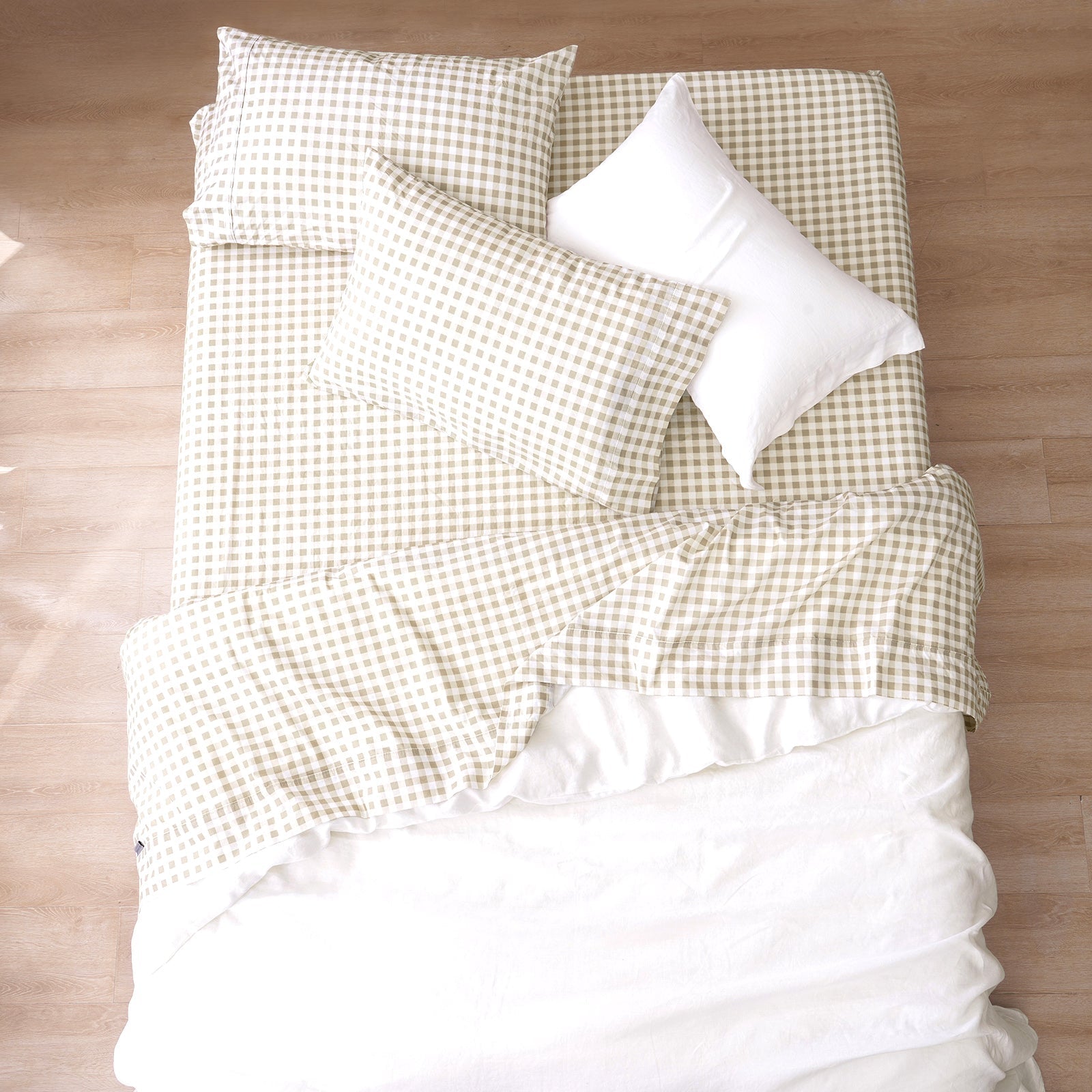 Bran Gingham Cotton Printed Sheet Set-1