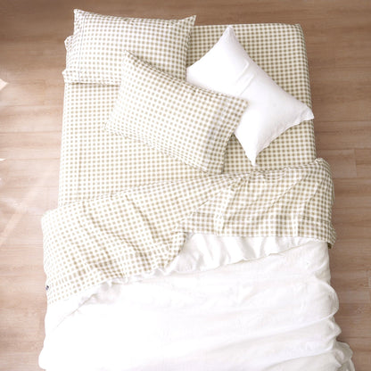 Bran Gingham Cotton Printed Sheet Set-1