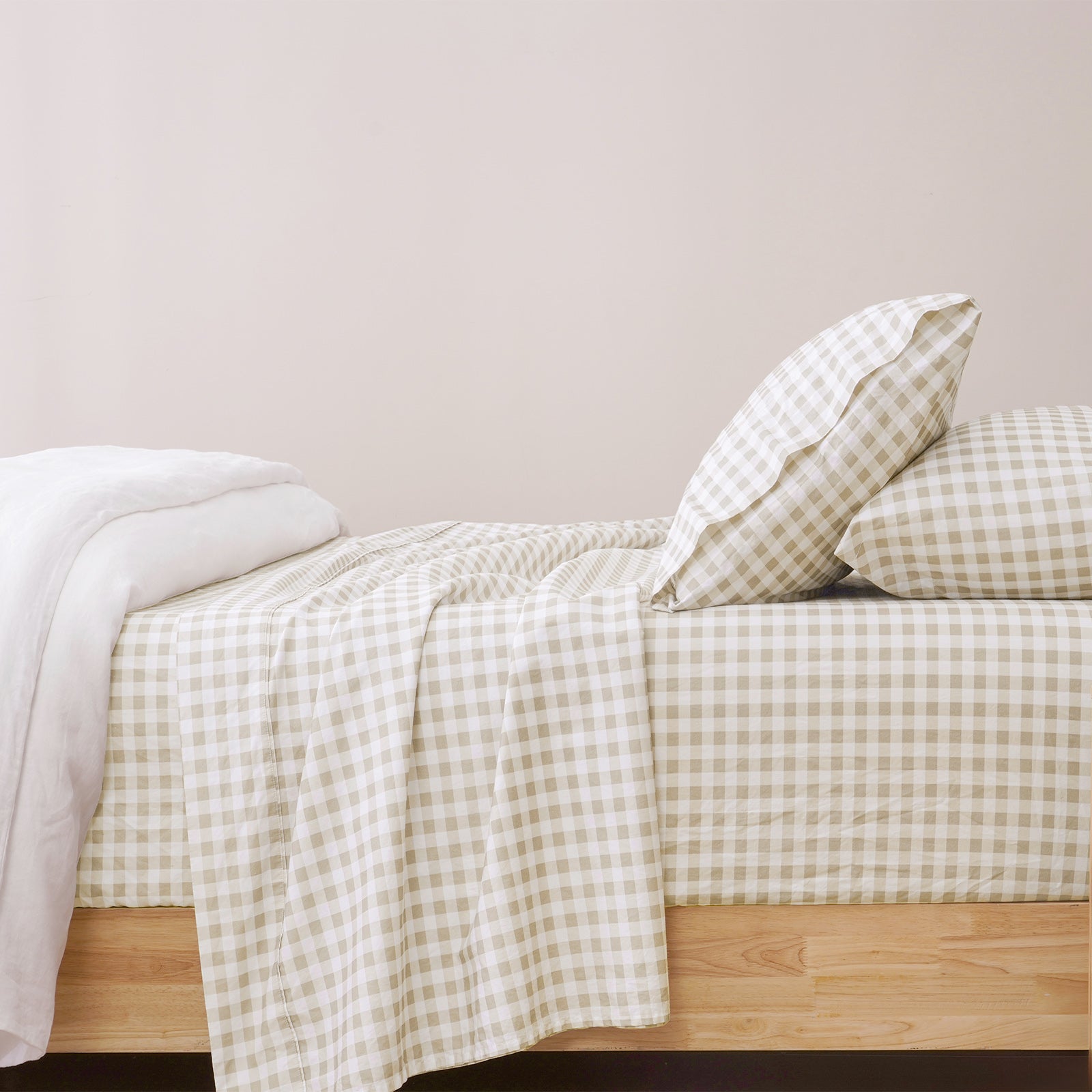 Bran Gingham Cotton Printed Sheet Set-2