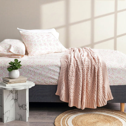 Flannelette Egyptian Cotton Fitted & Pillowcase Set Bloomsbury - No Flat Sheet-0