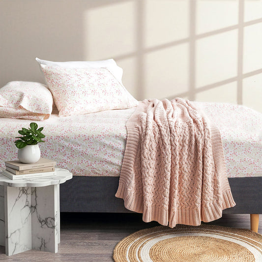 Flannelette Egyptian Cotton Fitted & Pillowcase Set Bloomsbury - No Flat Sheet-0
