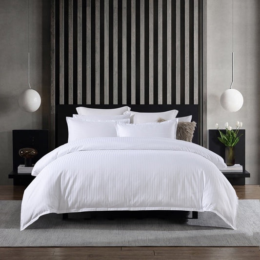 In2Linen Marseille Self Stripe Quilt Cover Set