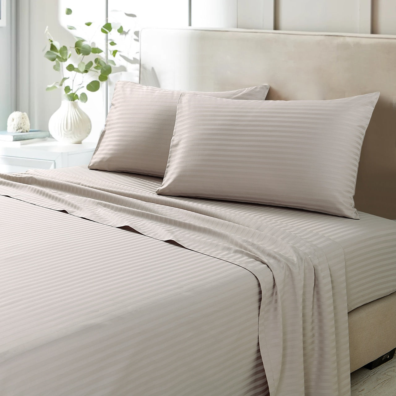 In2Linen Marseille Self Stripe Sheet Set