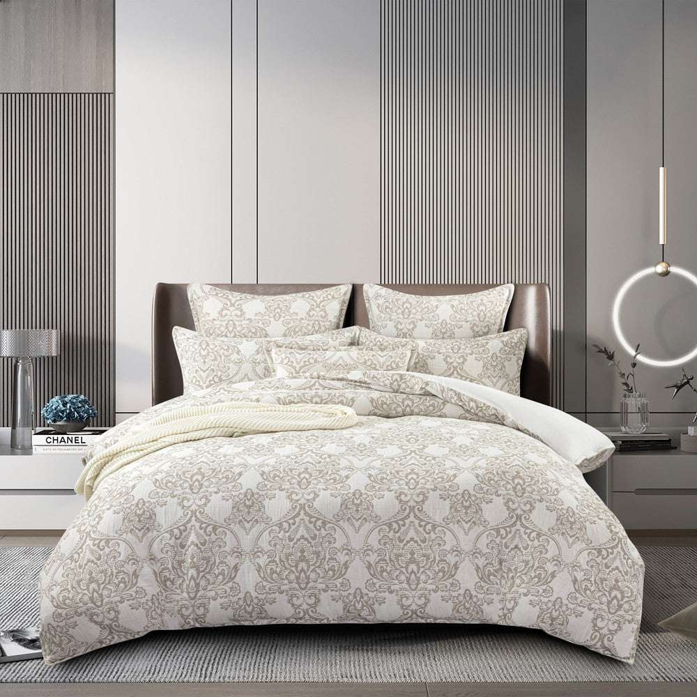 In2linen Elizabeth Quilt Cover Set | Latte  / Antique White