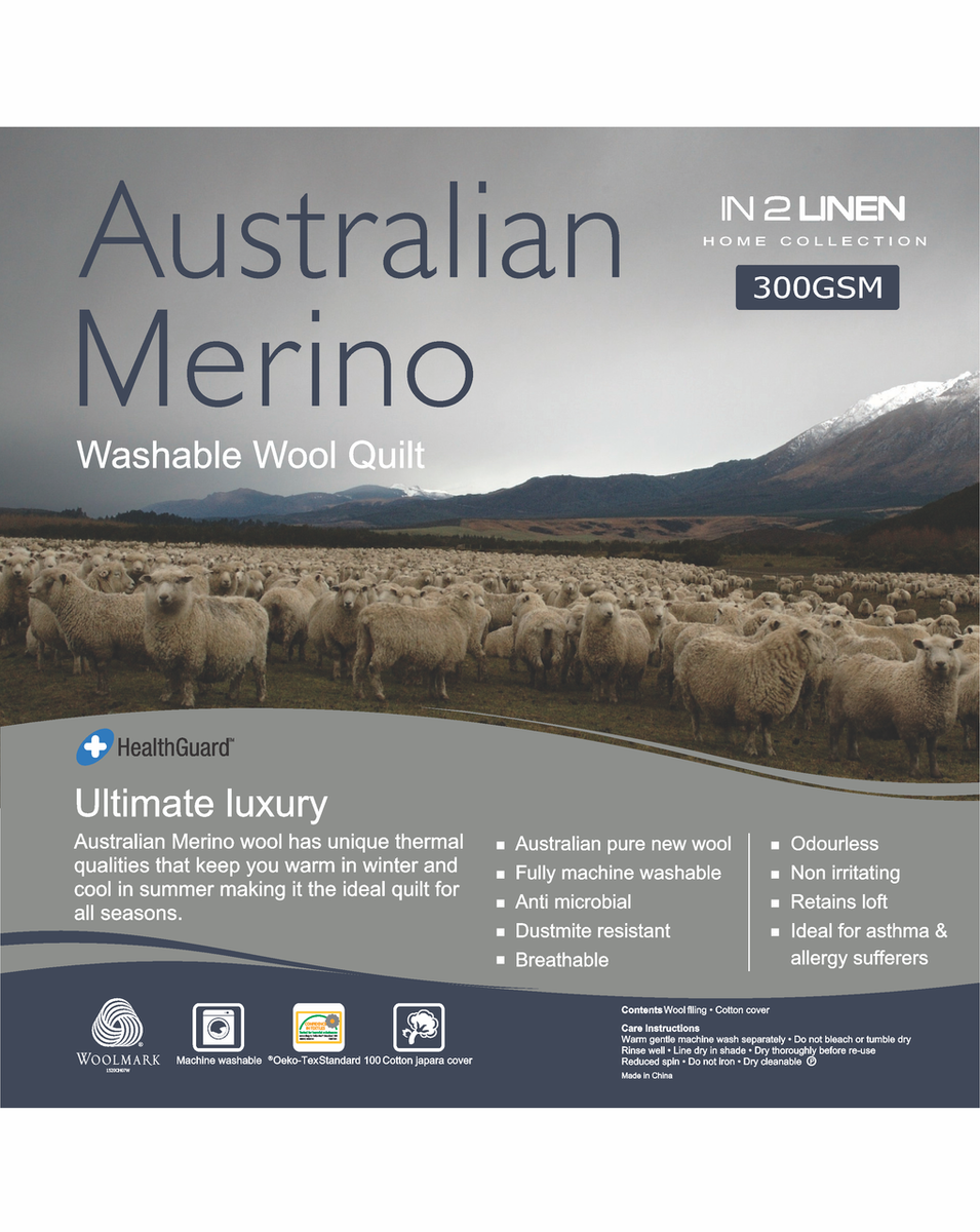 In2Linen Australian Merino Wool  Quilt 300GSM | All seasons