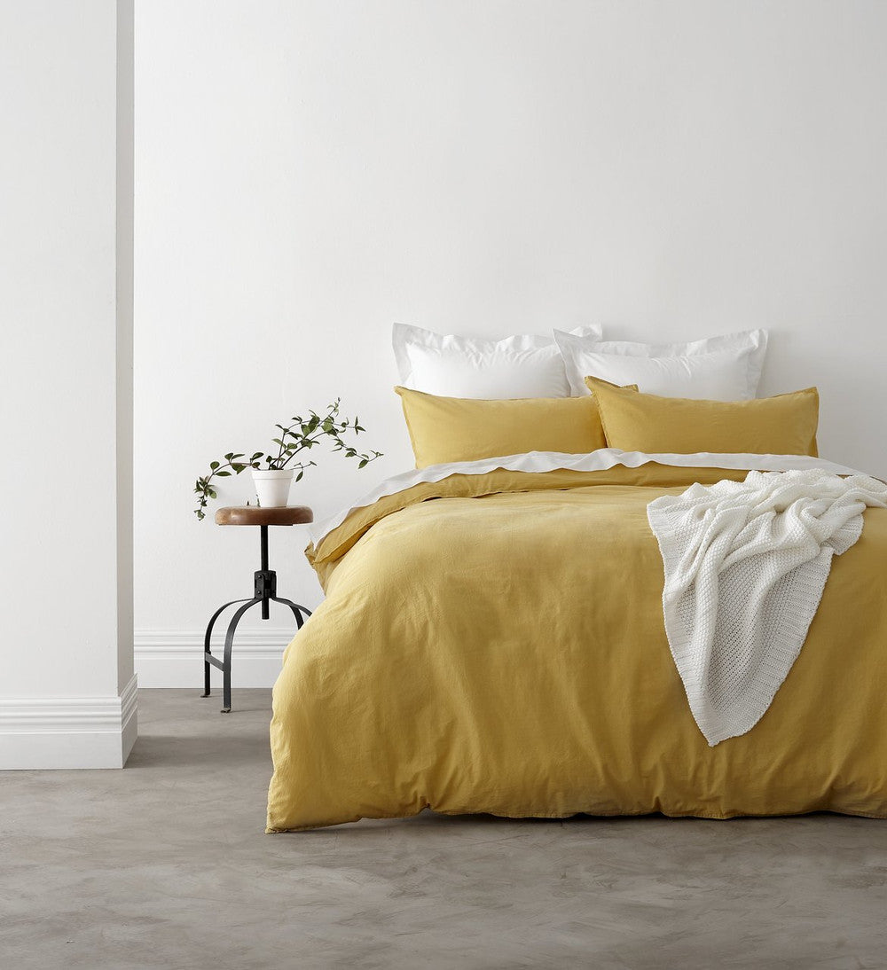 Vintage Washed Quilt Cover Set Harper Home | Tumeric