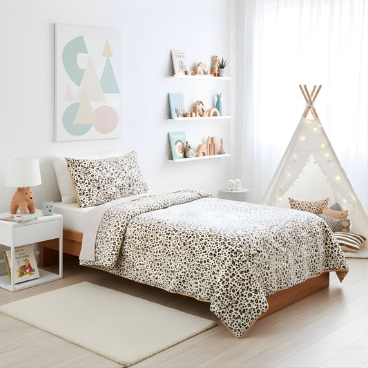 Flannelette Quilt Cover set- Snow Leopard