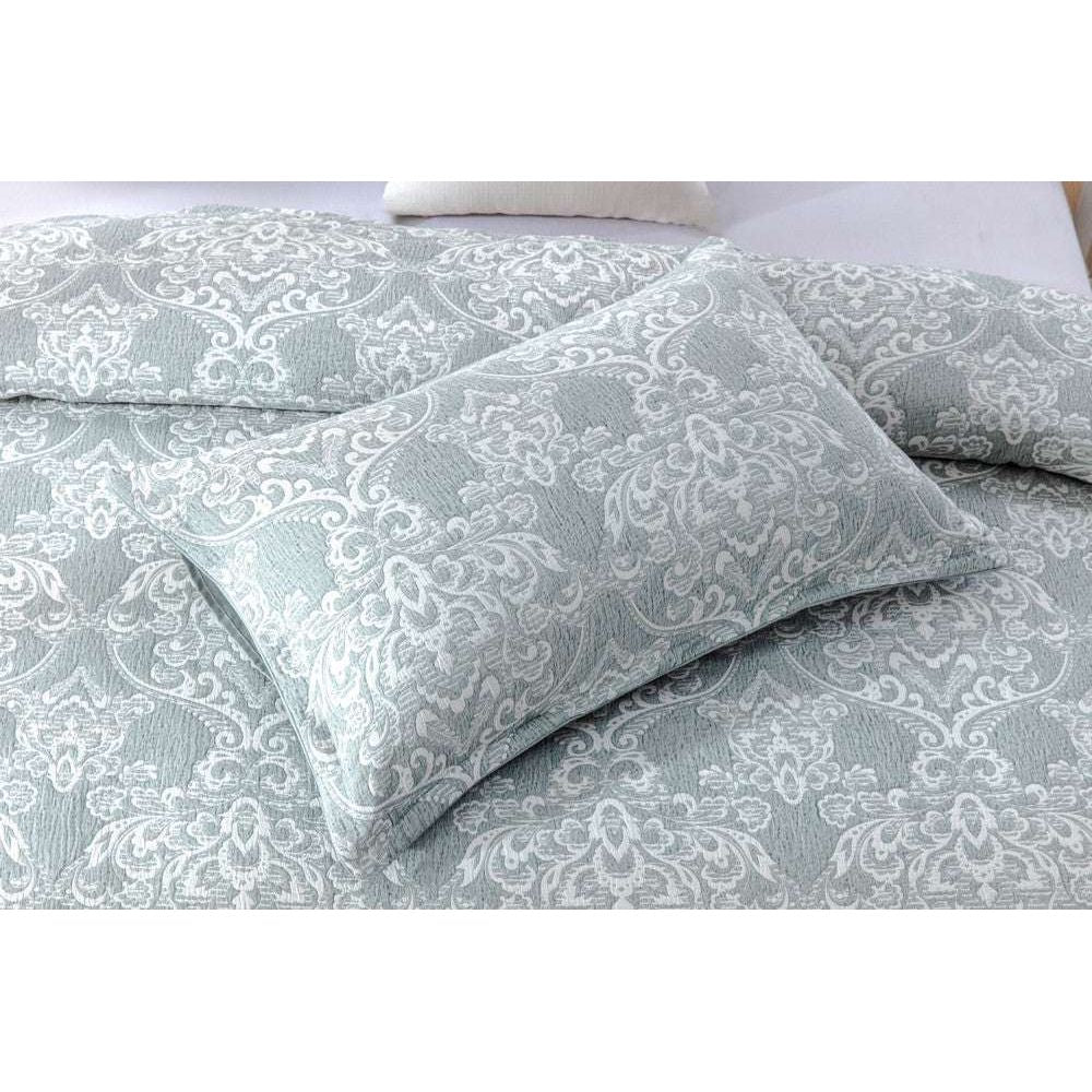 In2linen Elizabeth Quilt Cover Set | Green / Antique White